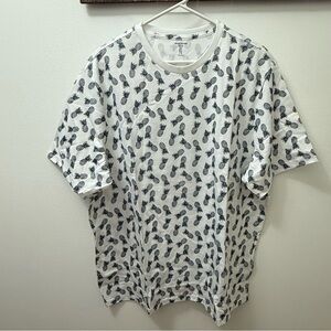 Pineapple Print White T-Shirt Amazon Essentials l Cotton T Shirts for Men XL